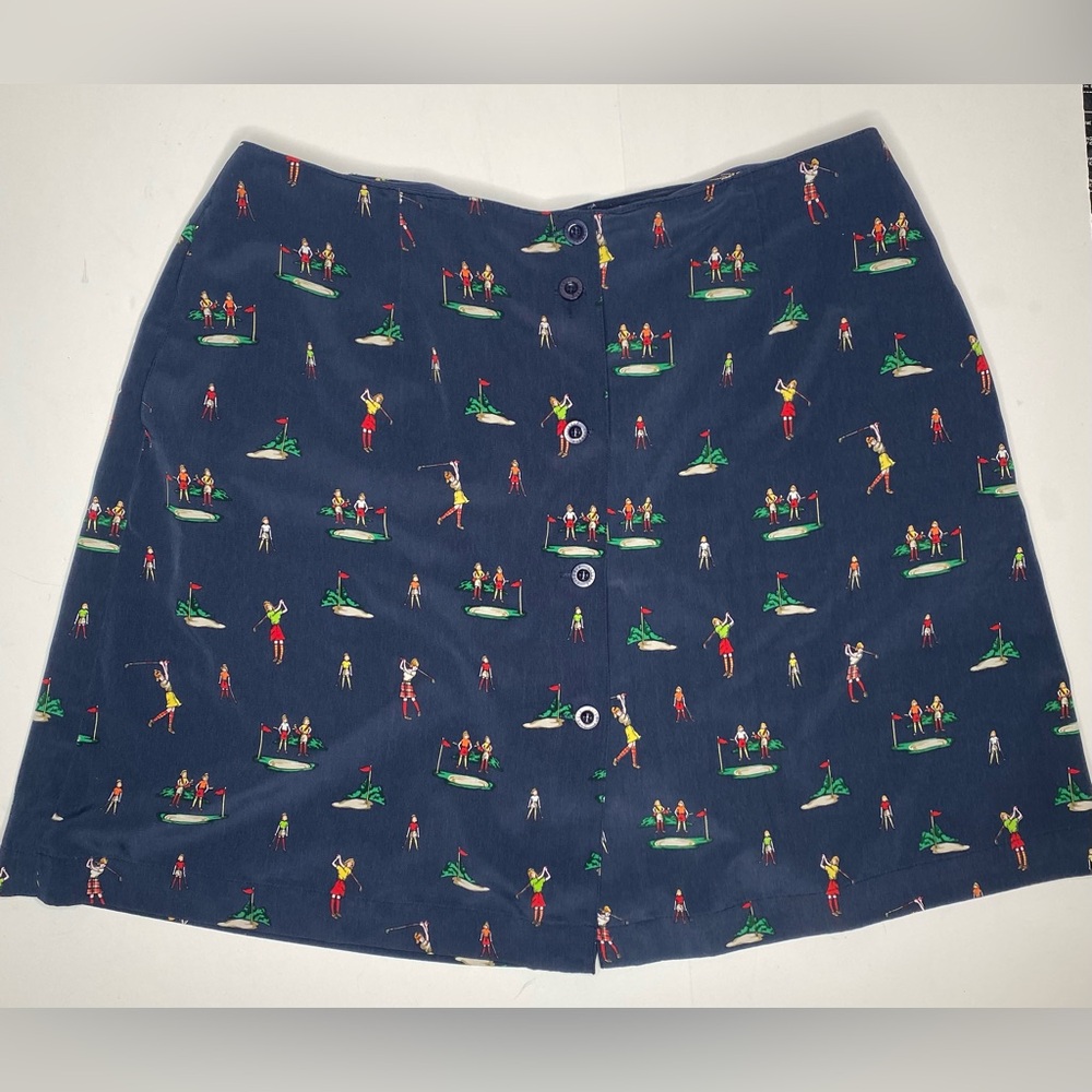 Liz Claiborne LizGolf Navy Golf Novelty Print Skort Like New Sz 16